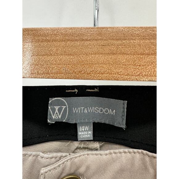 Wit & Wisdom Pants Women 14 WIDE Khaki Tan Stretch Cotton Blend Pockets - Picture 5 of 8